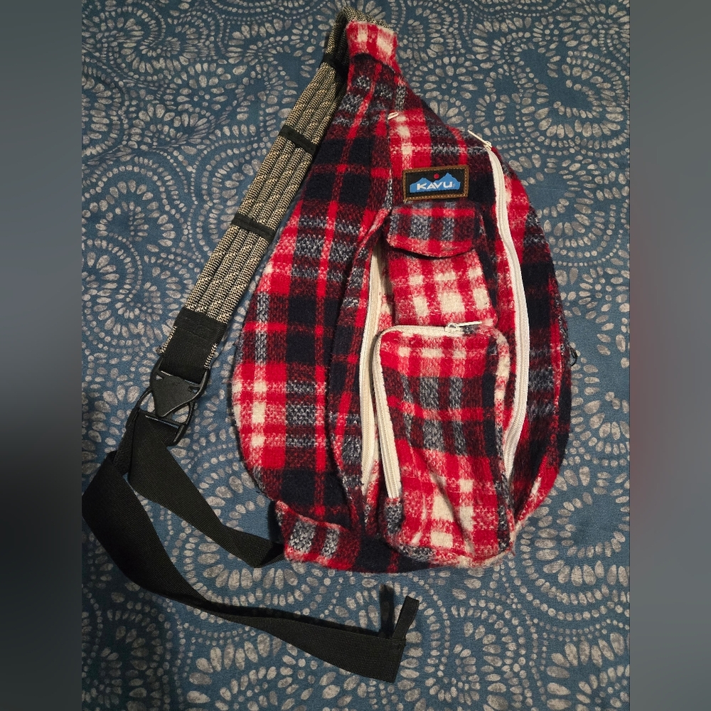 Kavu Red, Whit1e And Navy Plaid Bag